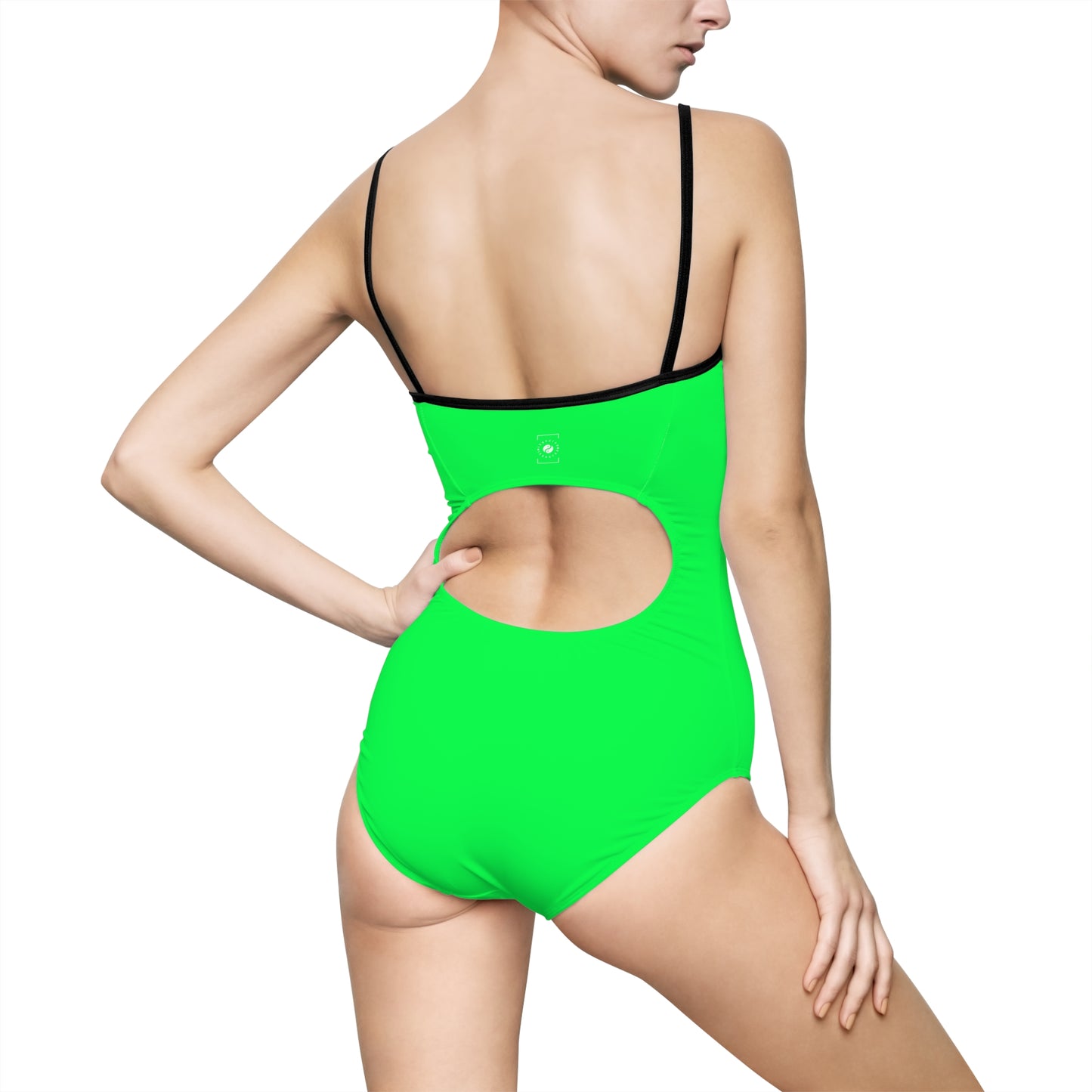 #0FFF50 Neon Green - Openback Swimsuit