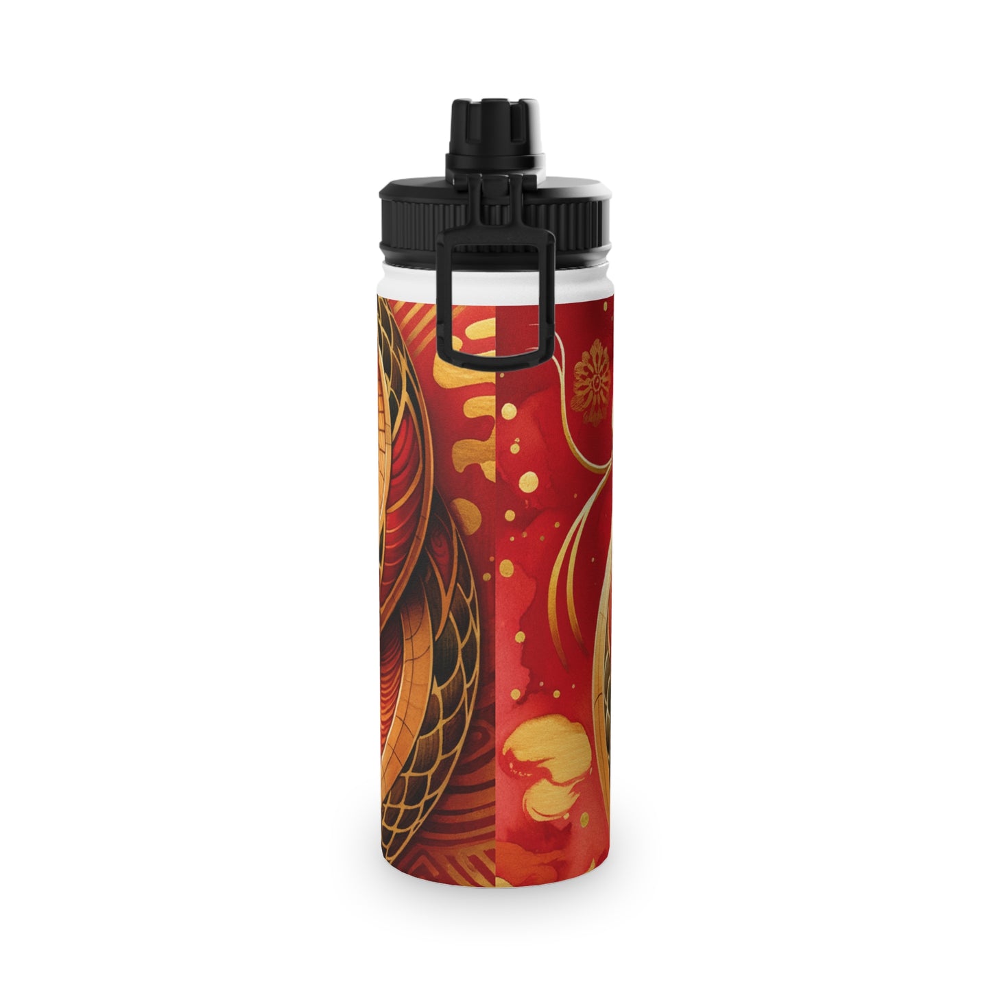 "Crimson Serenity: The Golden Snake" - Sports Water Bottle