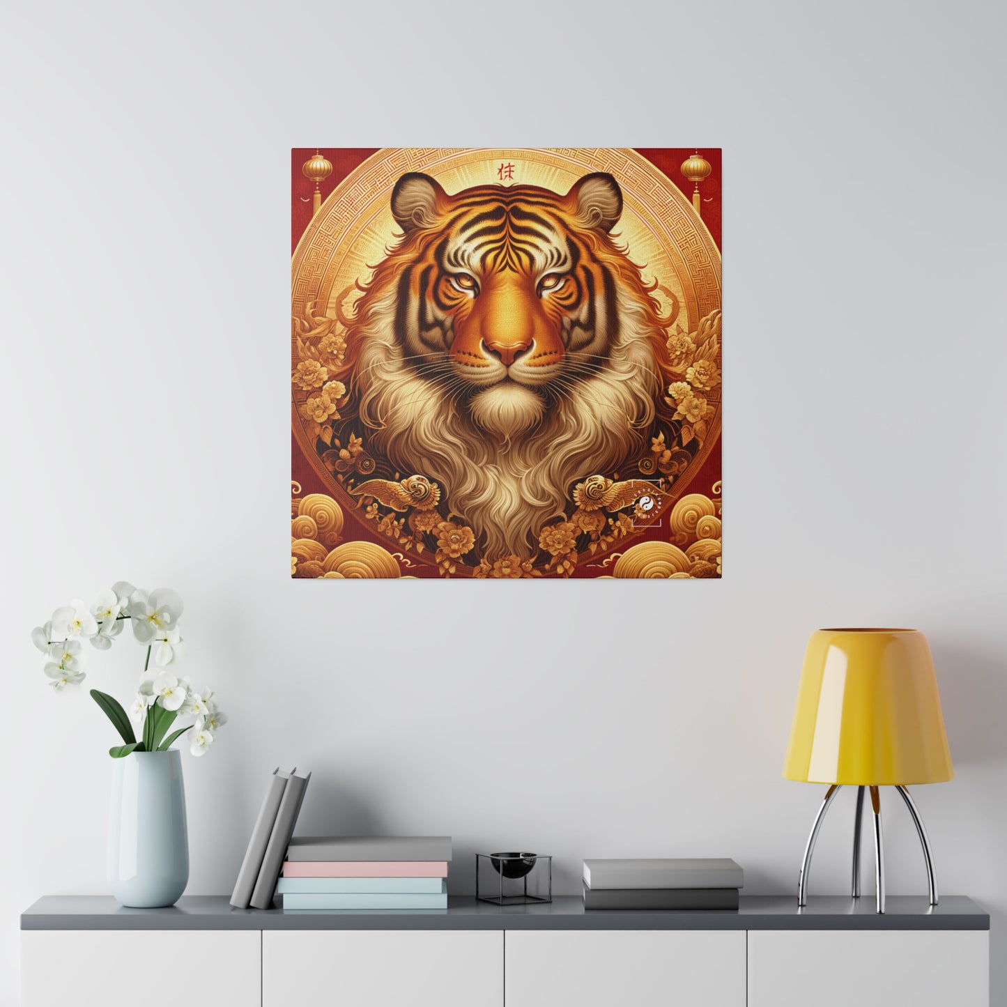 "Golden Majesty: Ascension of the Lunar Tiger" - Art Print Canvas