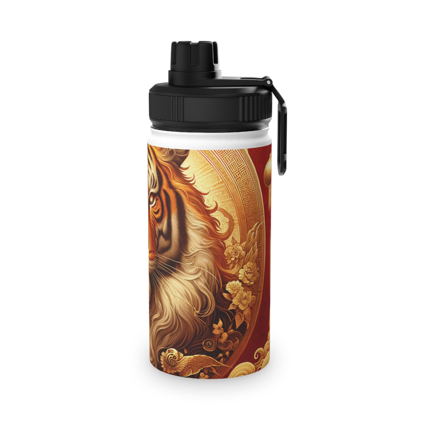 "Golden Majesty: Ascension of the Lunar Tiger" - Sports Water Bottle