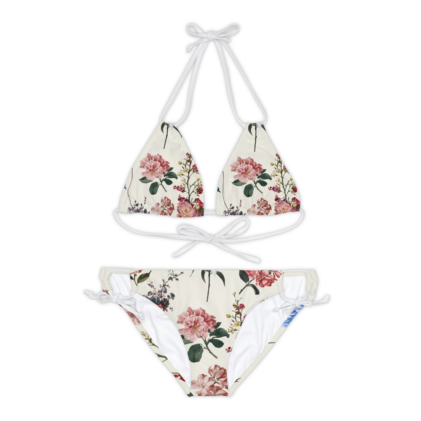 Botanicals on Beige - Lace-up Bikini Set