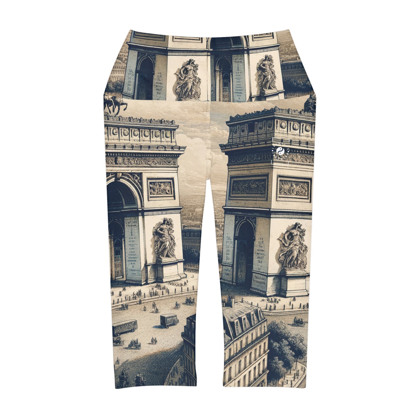 "Majesty of the Arc: A Napoleon Era Portrait" - High Waisted Capri Leggings