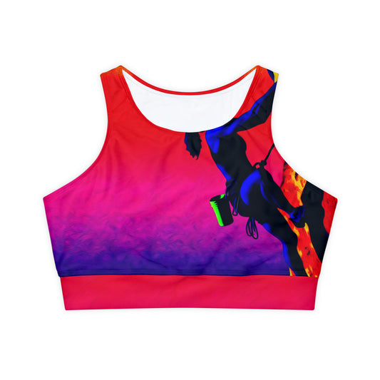 "Technicolour Ascent: The Digital Highline" - Lined & Padded Sports Bra