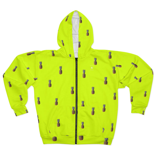 #D7FF11 Sharp Yellow + Pineapple - Zip Hoodie