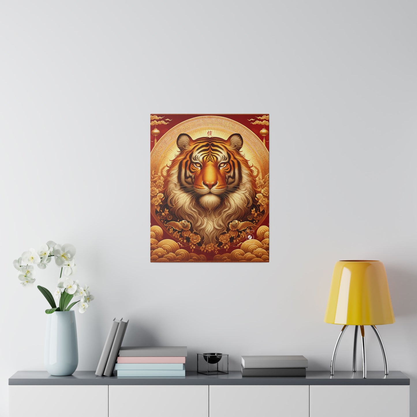 "Golden Majesty: Ascension of the Lunar Tiger" - Art Print Canvas
