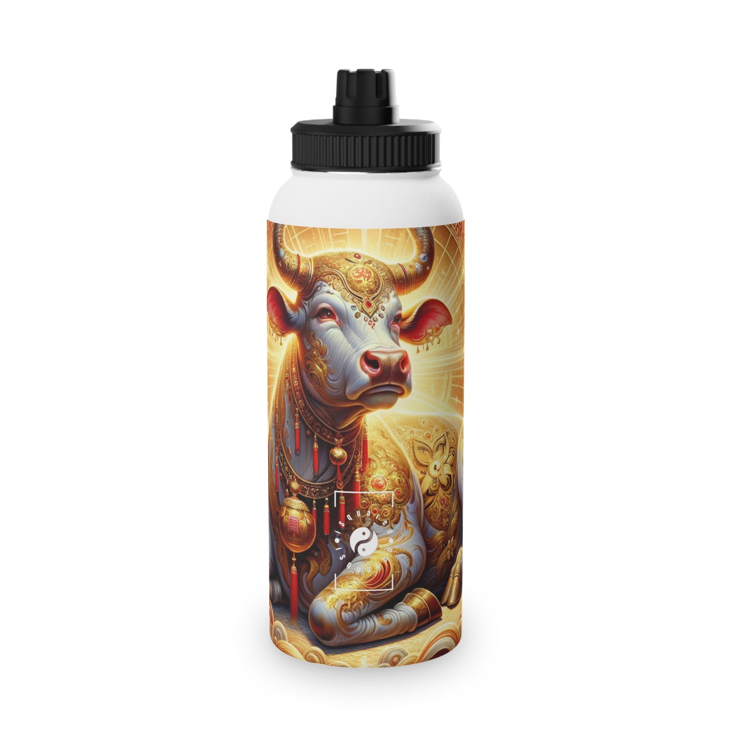 "Golden Euphoria: A Dance of the Divine Bovine" - Sports Water Bottle