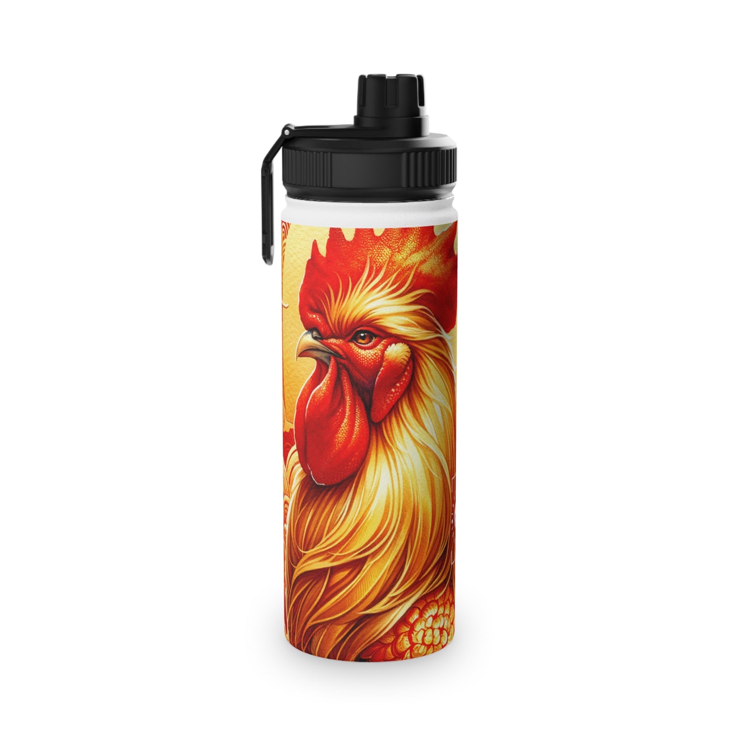 "Crimson Dawn: The Golden Rooster's Rebirth" - Sports Water Bottle