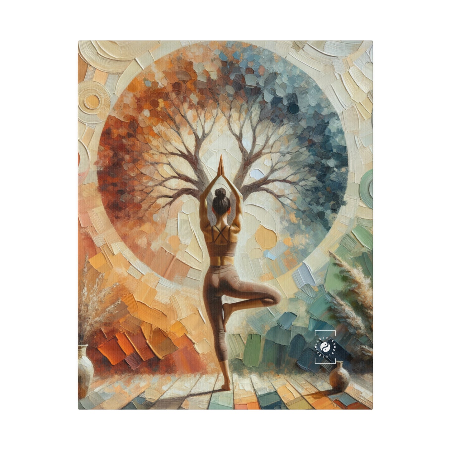 « Stabilité dans la reddition : Vrikshasana en harmonie avec la Terre » – Impression sur toile