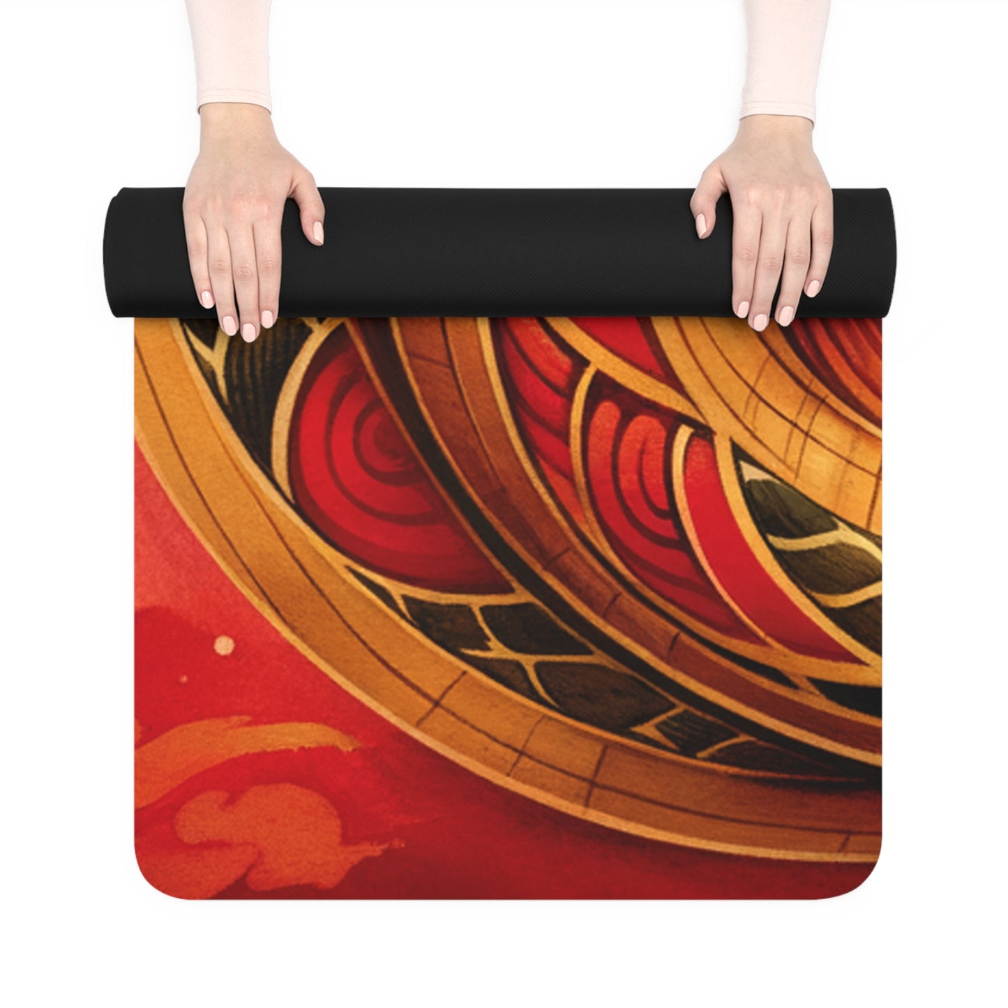 "Crimson Serenity: The Golden Snake" - Yoga Mat