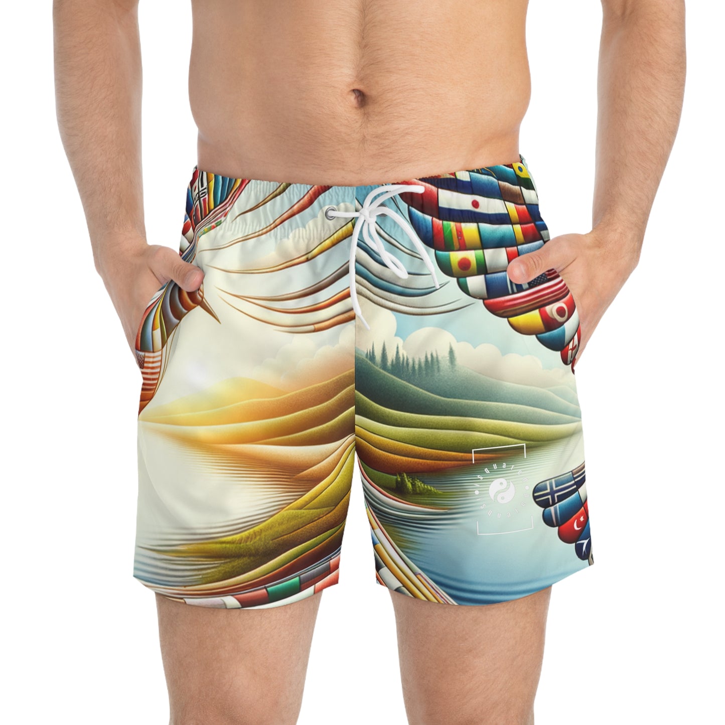 "Global Tapestry of Tranquility" - Swim Trunks for Men