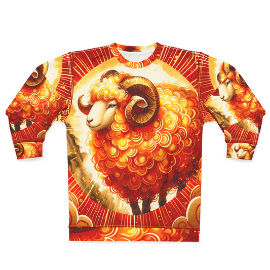 "Auspicious Gold of Divine Ewe: A Lunar New Year Revelry" - Unisex Sweatshirt