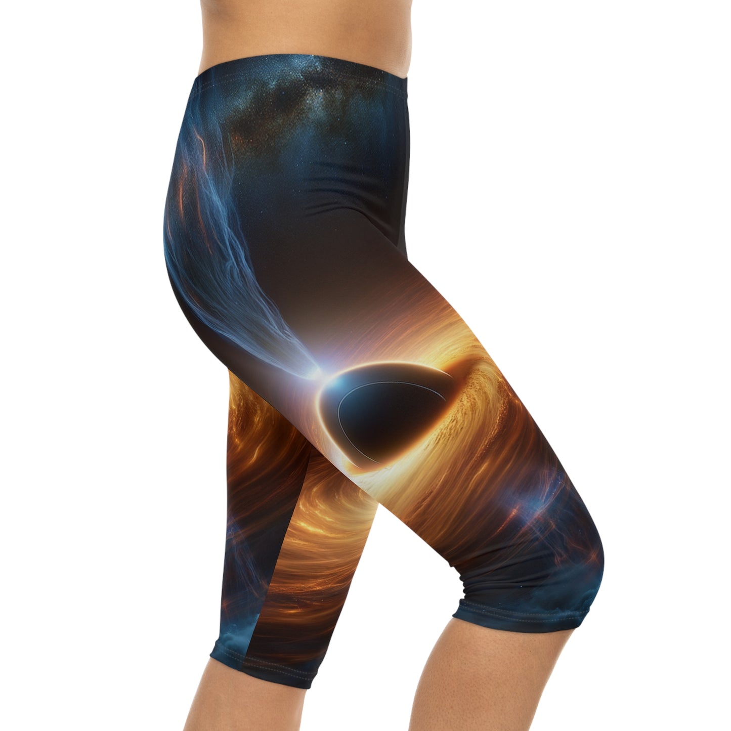 "Discs of Illumination: Black Hole Reverie" - Capri Shorts