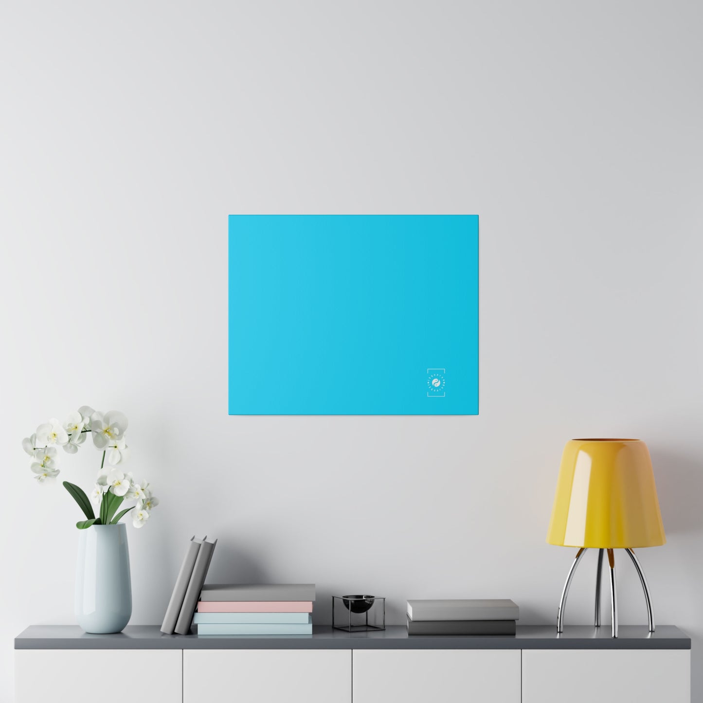 #04D9FF  Neon Blue - Art Print Canvas