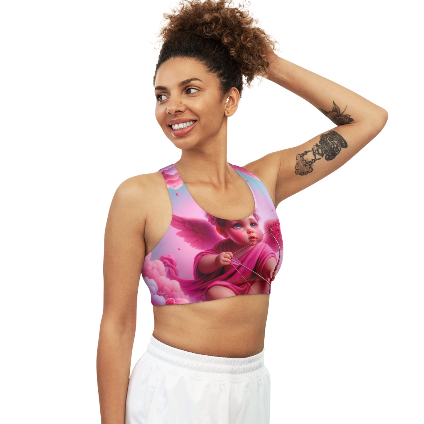 "Bold Blush: A Cupid's Love Affair" - Seamless Sports Bra