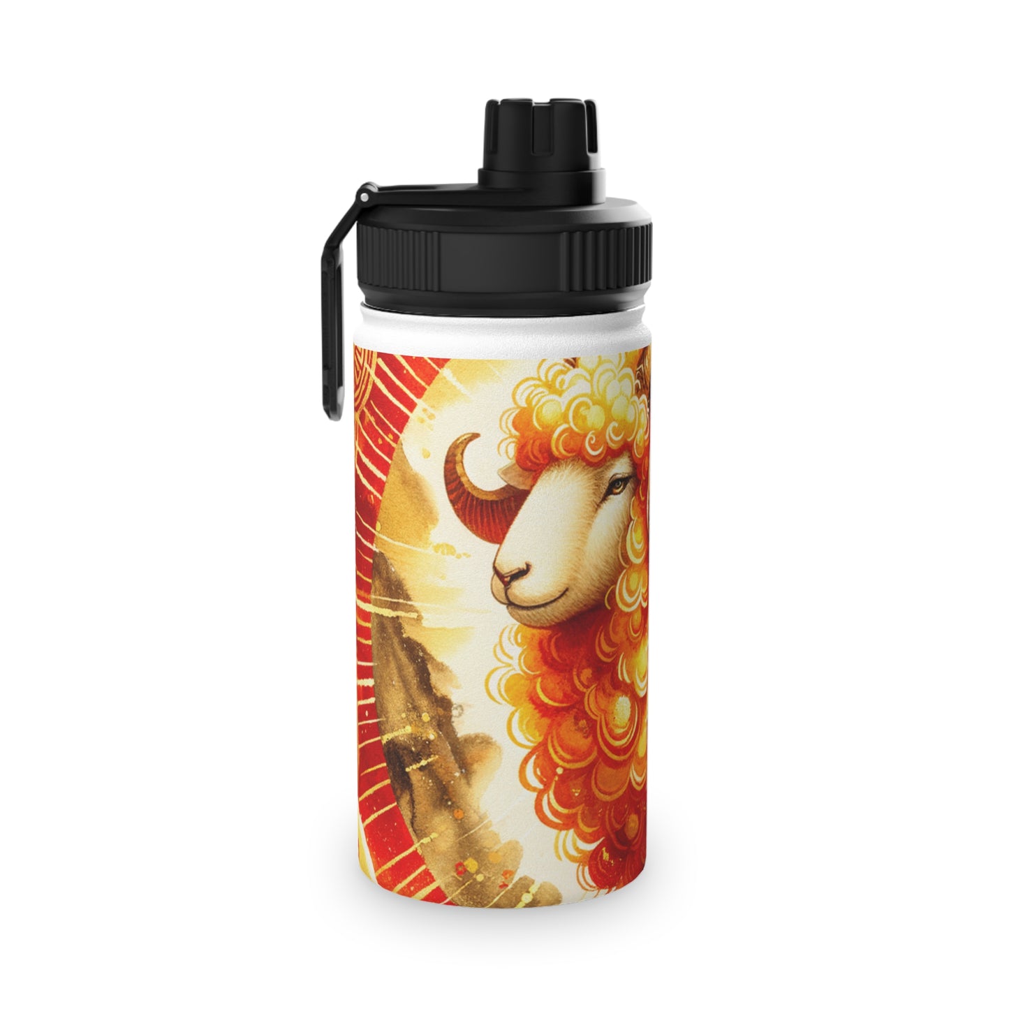 "Auspicious Gold of Divine Ewe: A Lunar New Year Revelry" - Sports Water Bottle