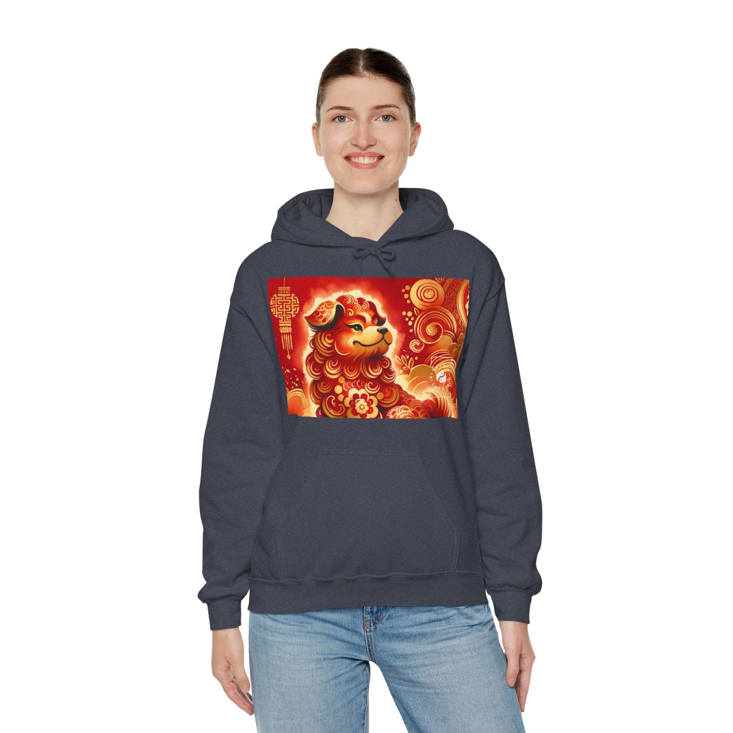 "Golden Canine Emissary on Crimson Tide: A Chinese New Year Odyssey" - Hoodie