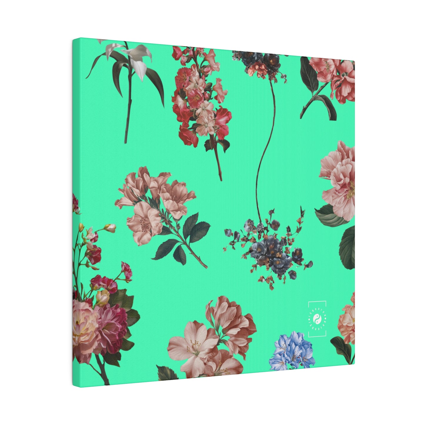 Botanicals on Turquoise - Art Print Canvas