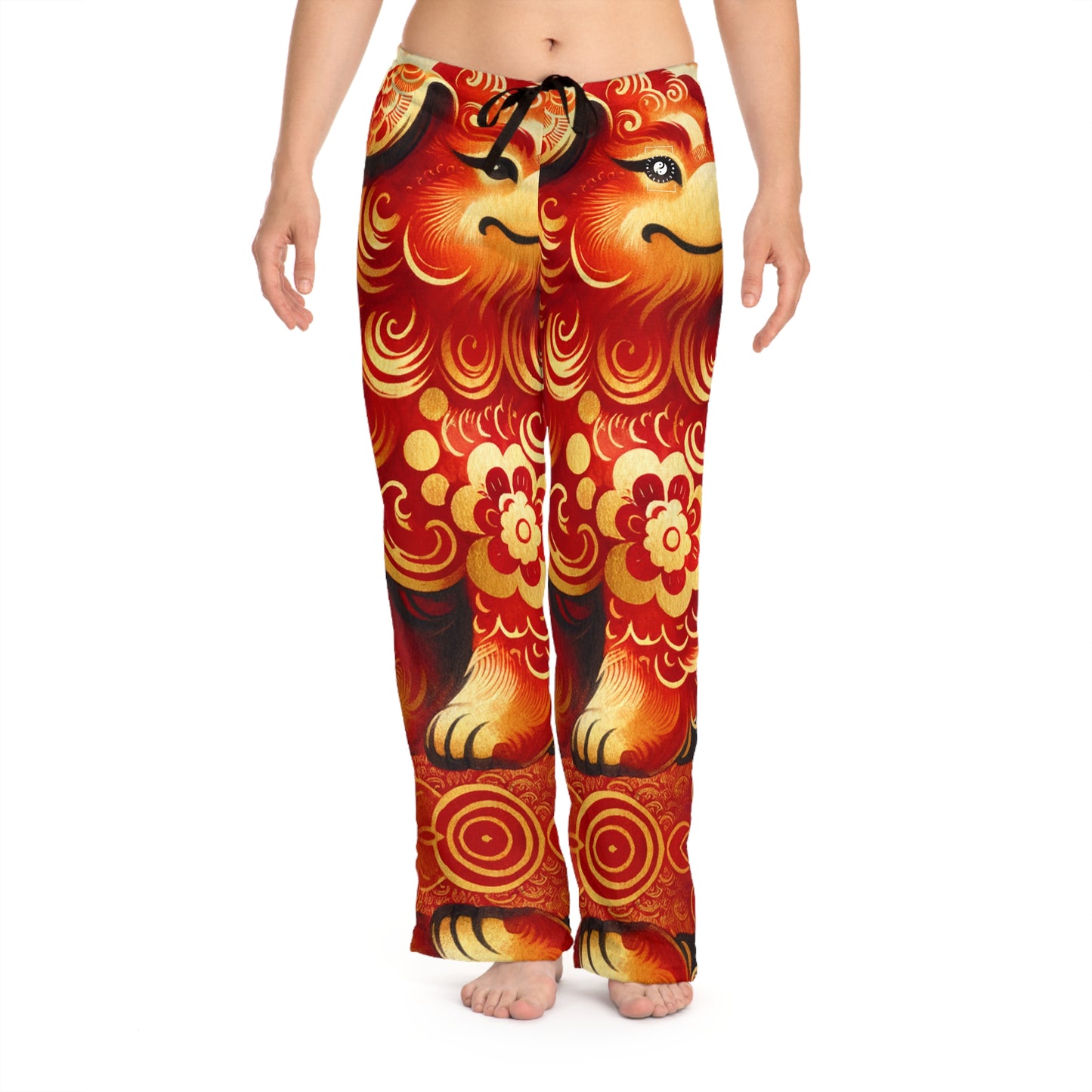 "Golden Canine Emissary on Crimson Tide: A Chinese New Year Odyssey" - Women lounge pants