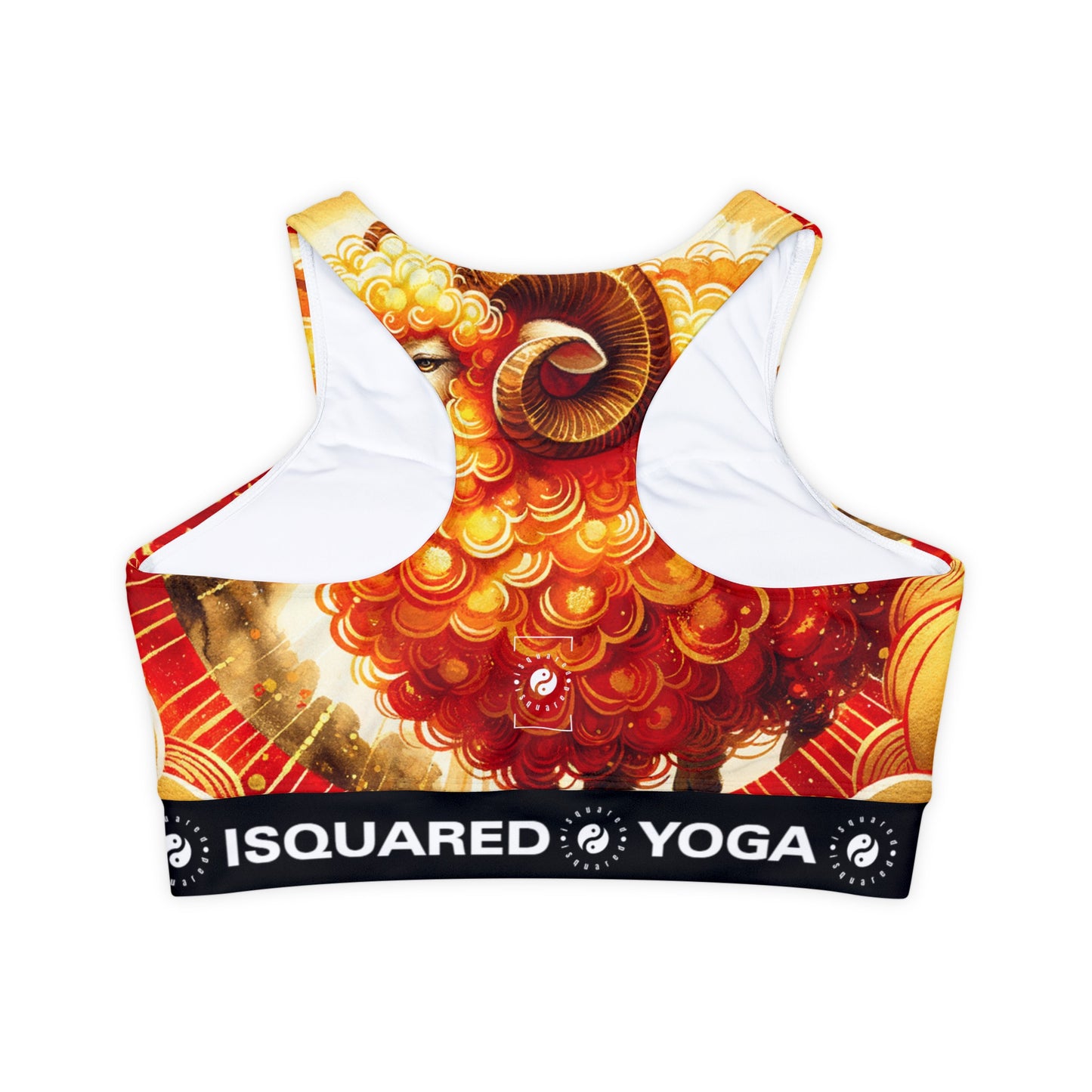 "Auspicious Gold of Divine Ewe: A Lunar New Year Revelry" - Lined & Padded Sports Bra