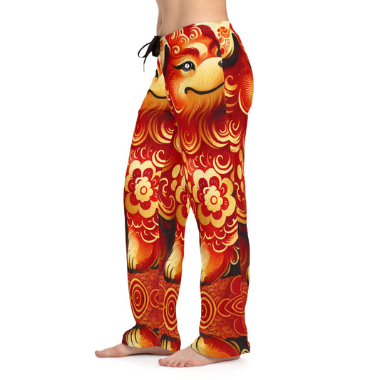 "Golden Canine Emissary on Crimson Tide: A Chinese New Year Odyssey" - Women lounge pants