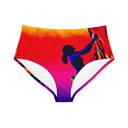 "Technicolour Ascent: The Digital Highline" - High Waisted Bikini Bottom