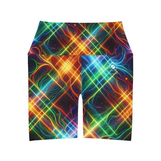 "Neon Plaid Luminosity Matrix" - shorts
