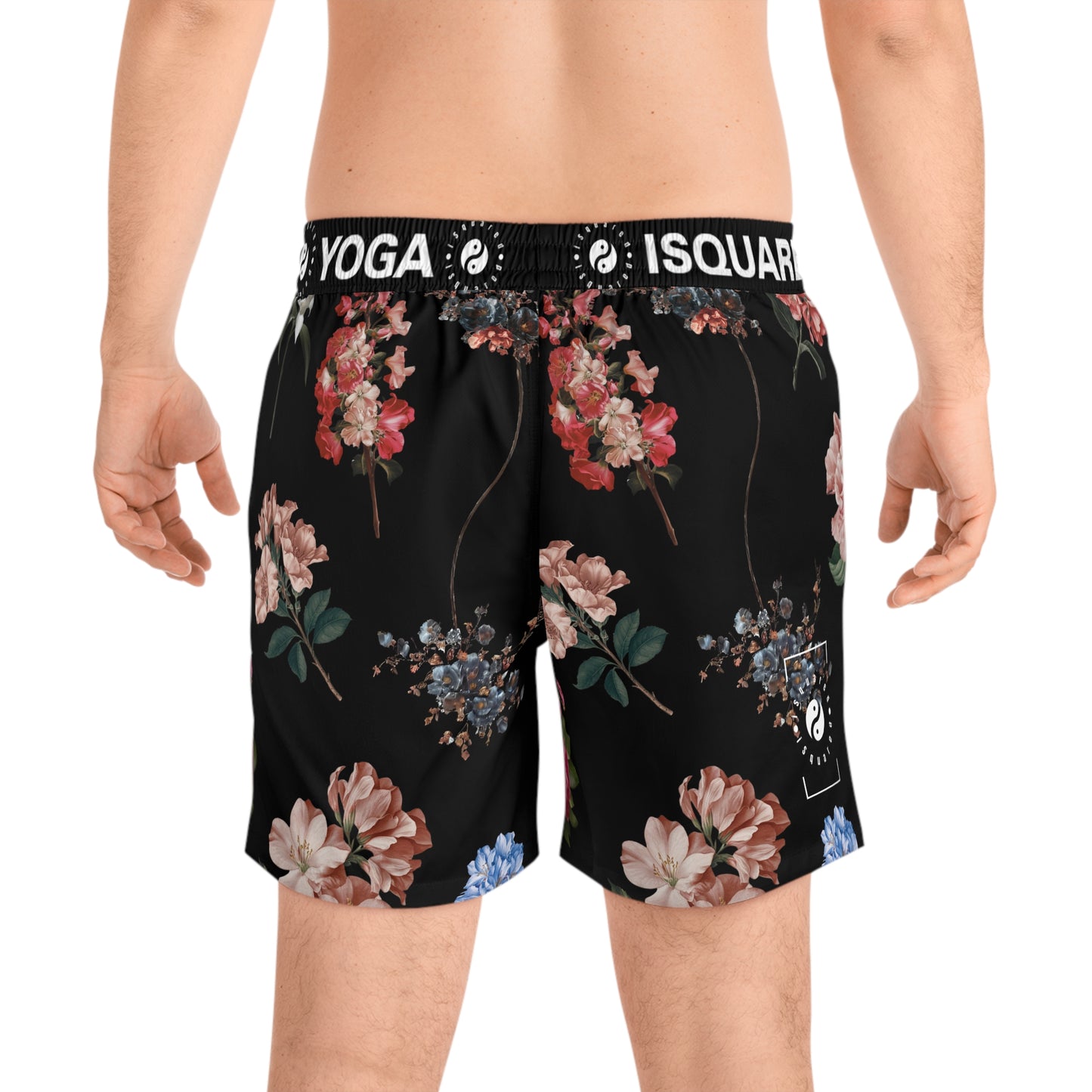 Botanicals on Black - Swim Shorts (Mid-Length) for Men