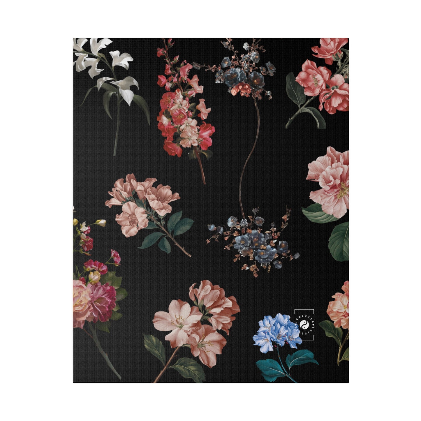 Botanicals on Black - Art Print Canvas