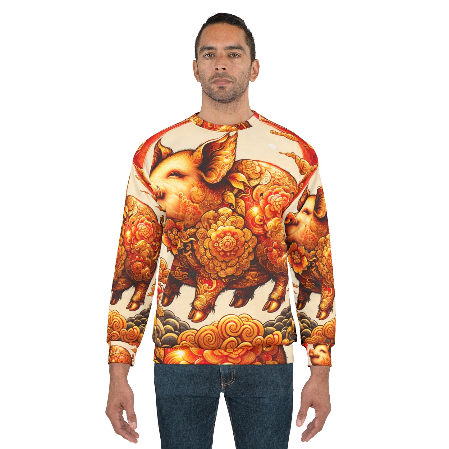 "Golden Prosperity: The Divine Swine Celebration" - Unisex Sweatshirt