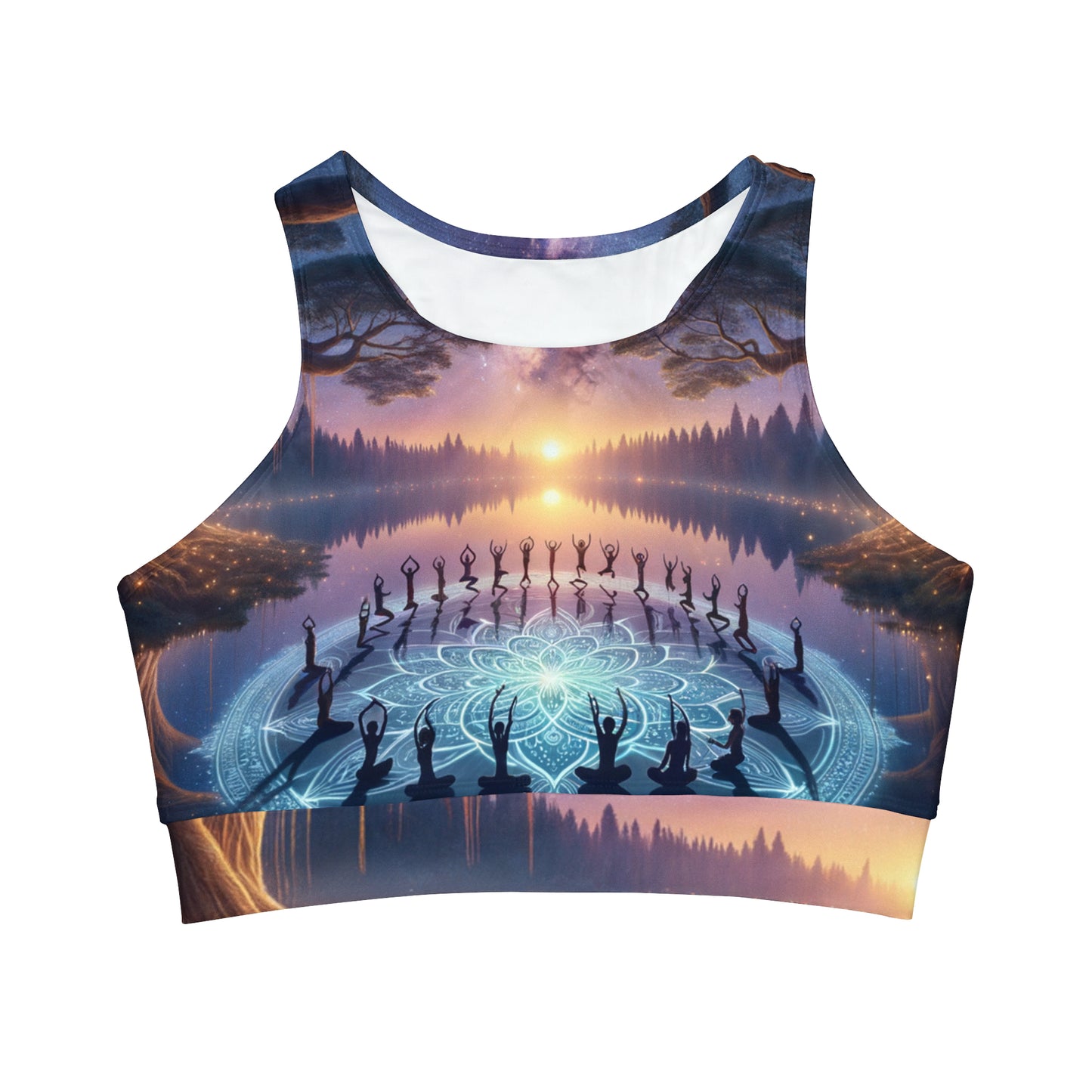 "Celestial Serenity: Mandala's Reflection" - High Neck Crop Top