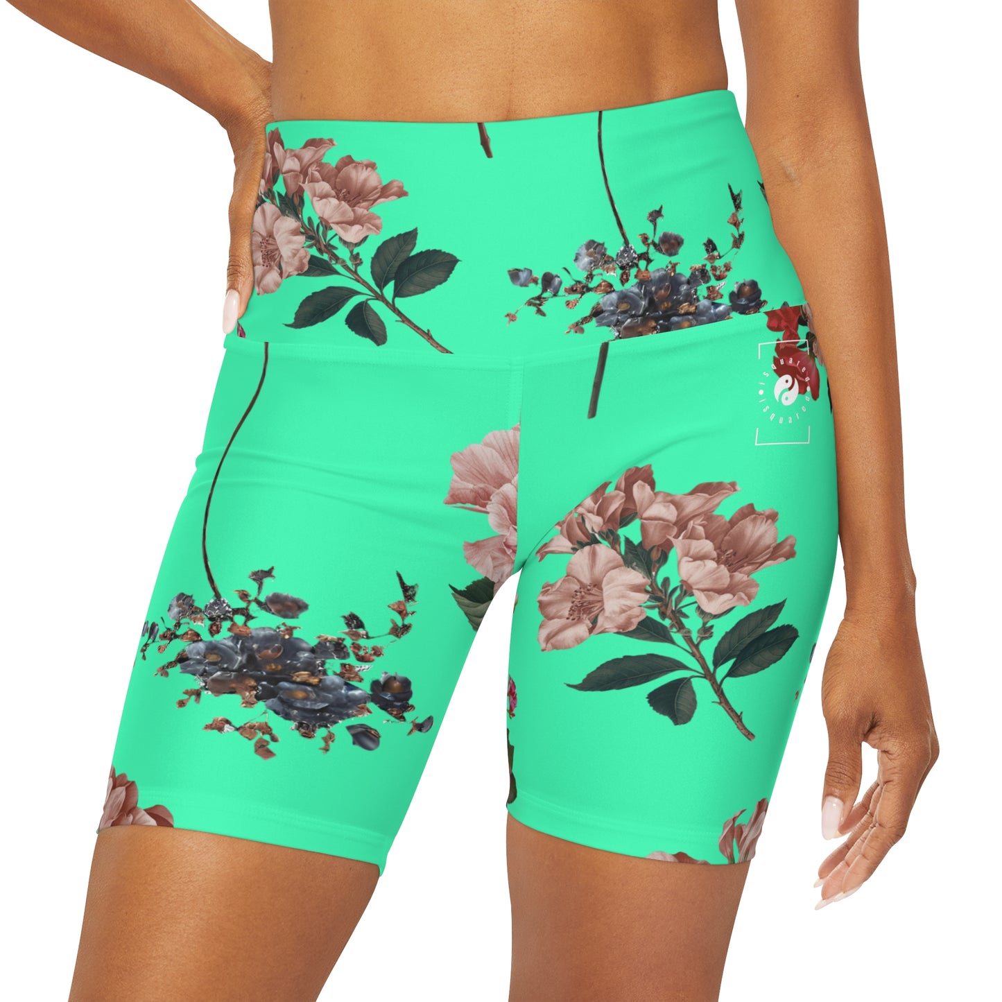 Botanicals on Turquoise - shorts