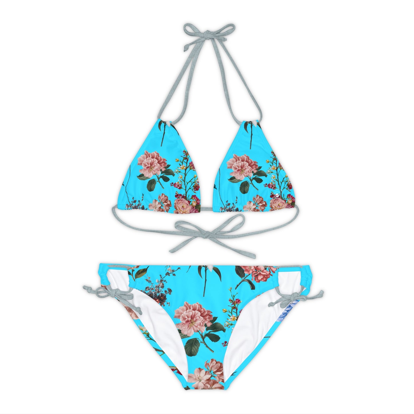 Botanicals on Azure - Lace-up Bikini Set