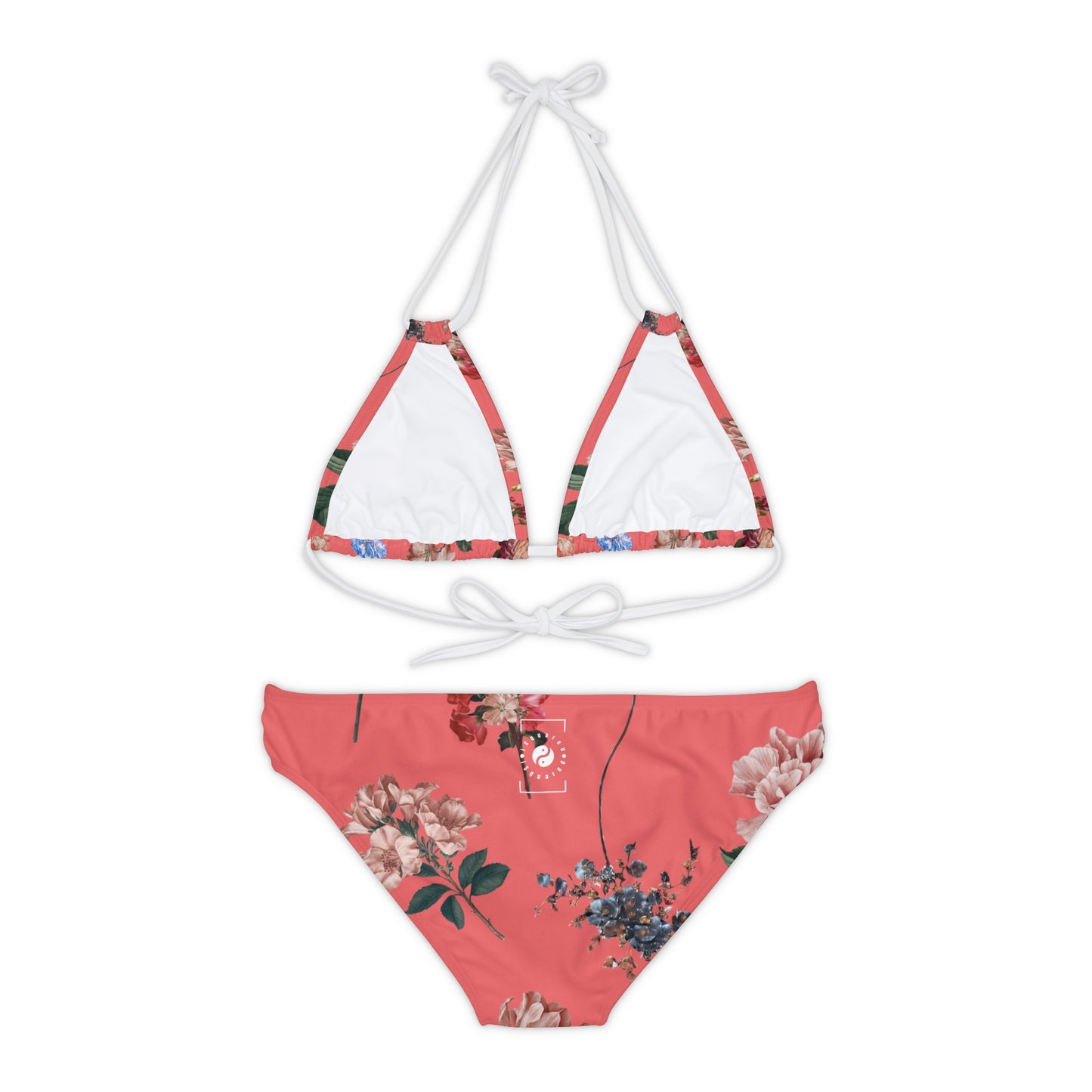 Botanicals on Coral - Lace-up Bikini Set