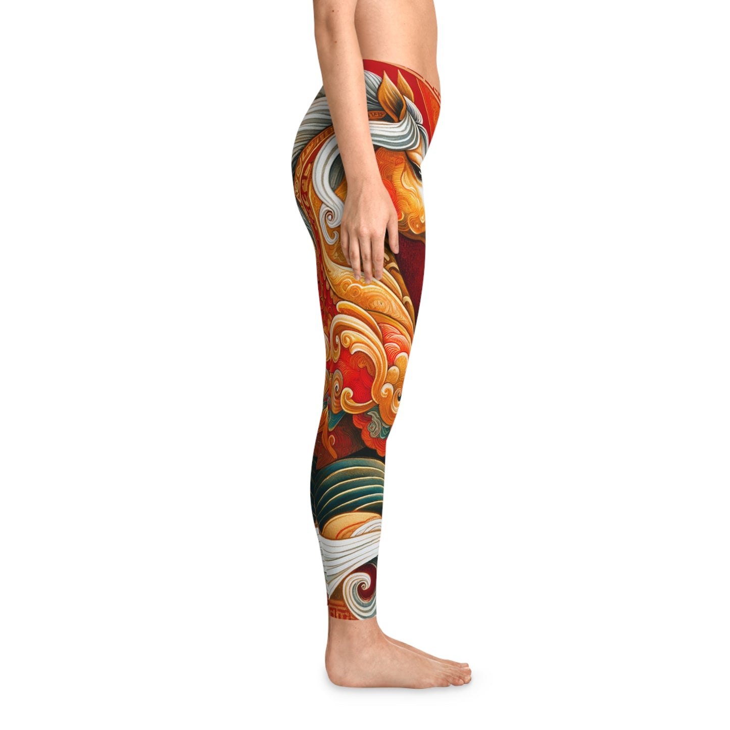 "Gold Gallop on Vermilion Vista: A Lunar New Year’s Ode" - Unisex Tights