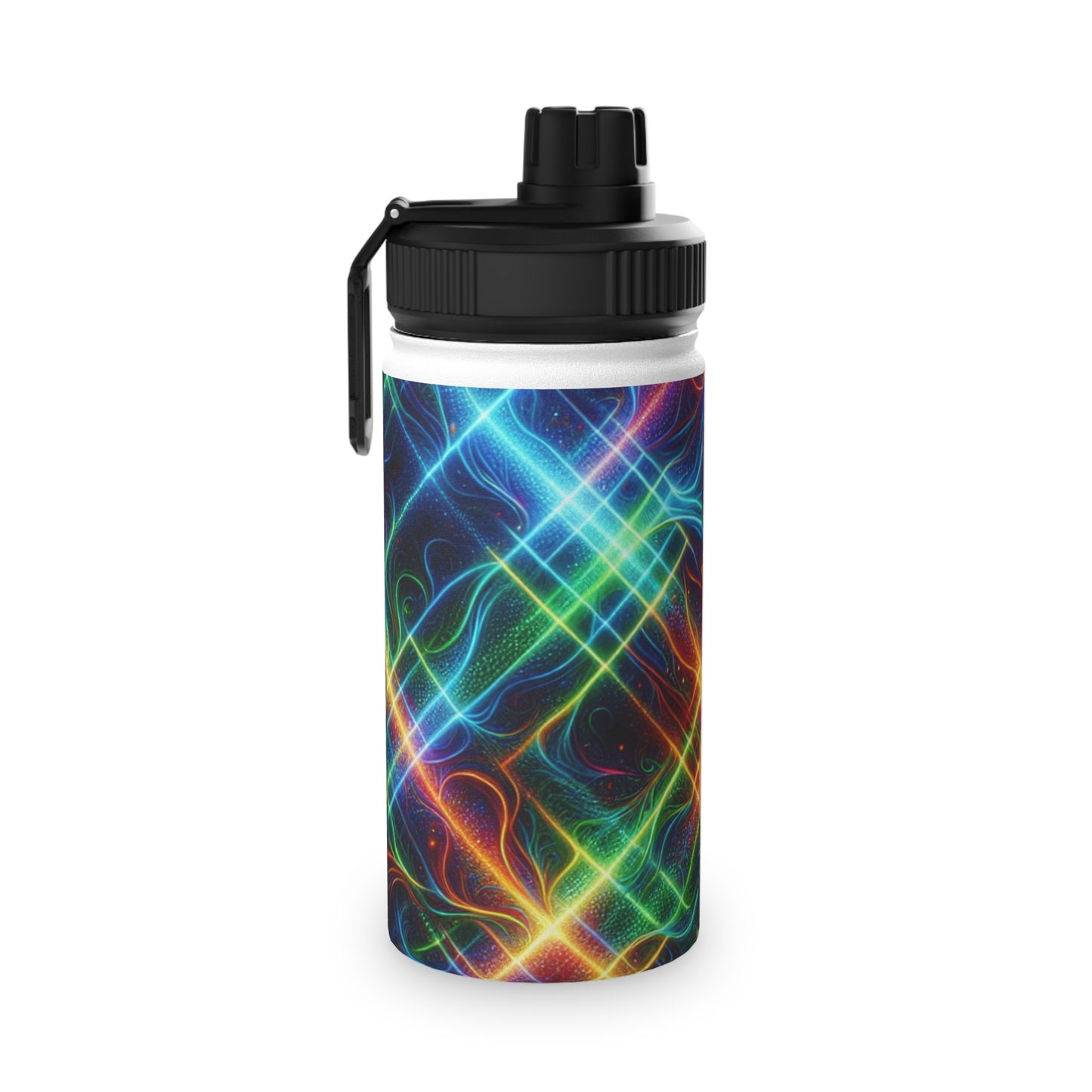 "Neon Plaid Luminosity Matrix" - Sports Water Bottle