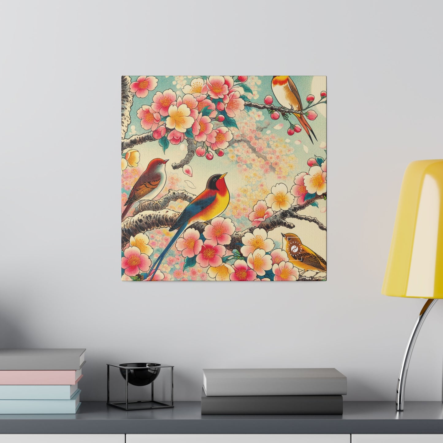 "Verdant Whispers: Sakura Chirping" - Art Print Canvas