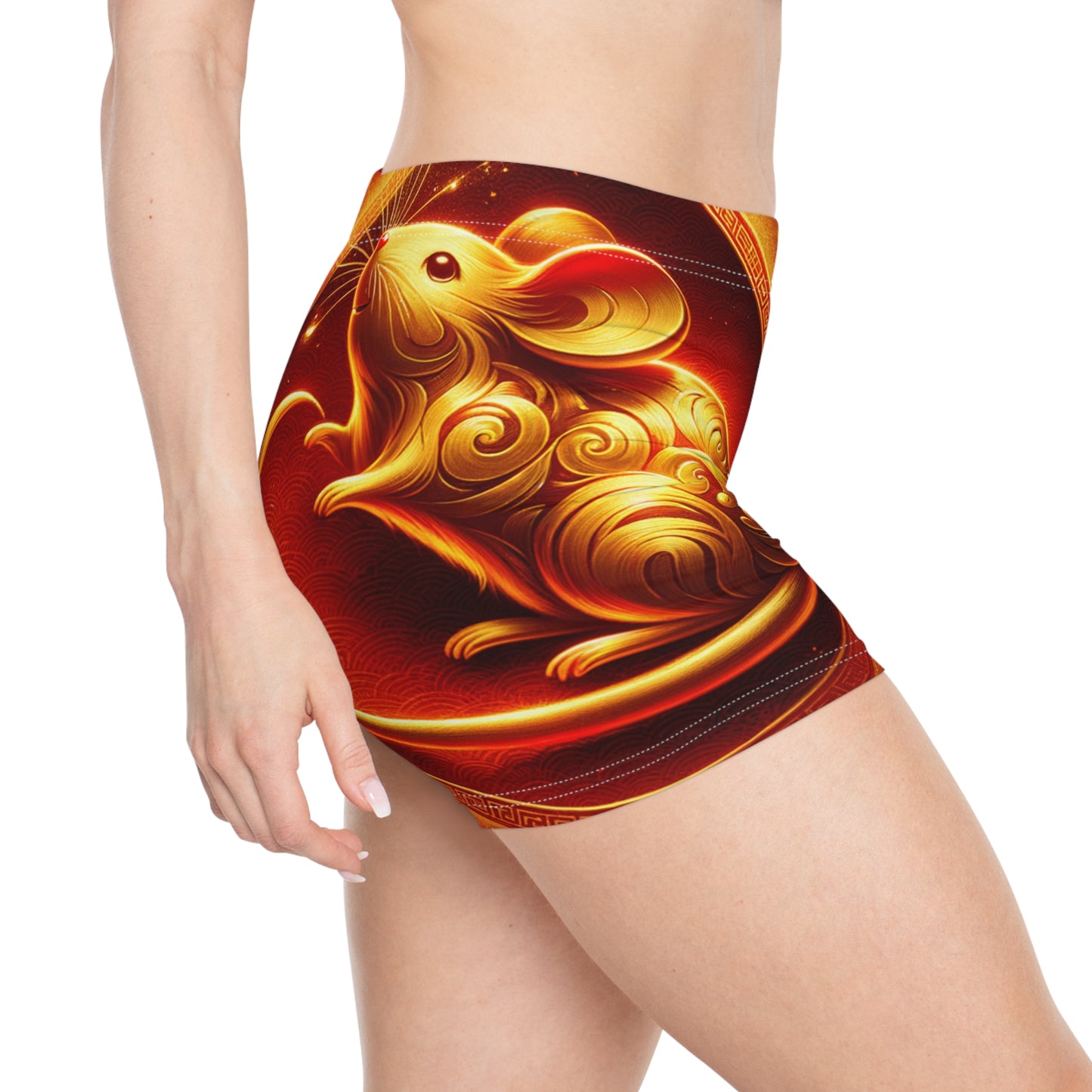 "Golden Emissary: A Lunar New Year's Tribute" - Mini Hot Yoga Short