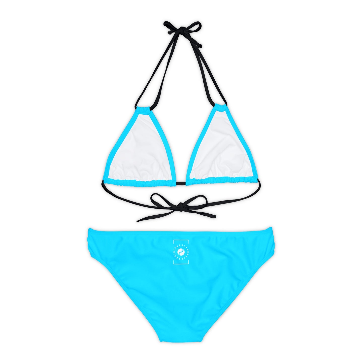 #04D9FF  Neon Blue - Lace-up Bikini Set