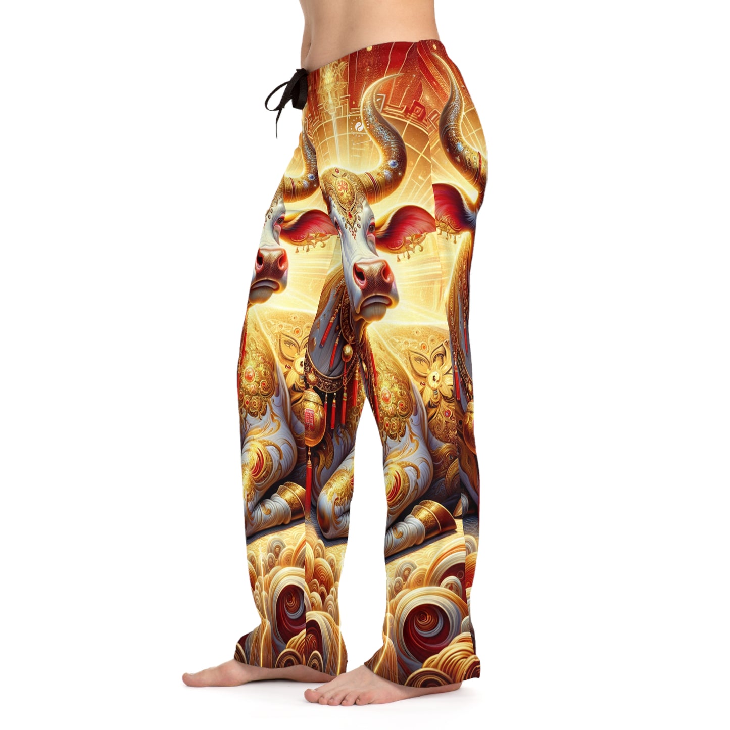 "Golden Euphoria: A Dance of the Divine Bovine" - Women lounge pants