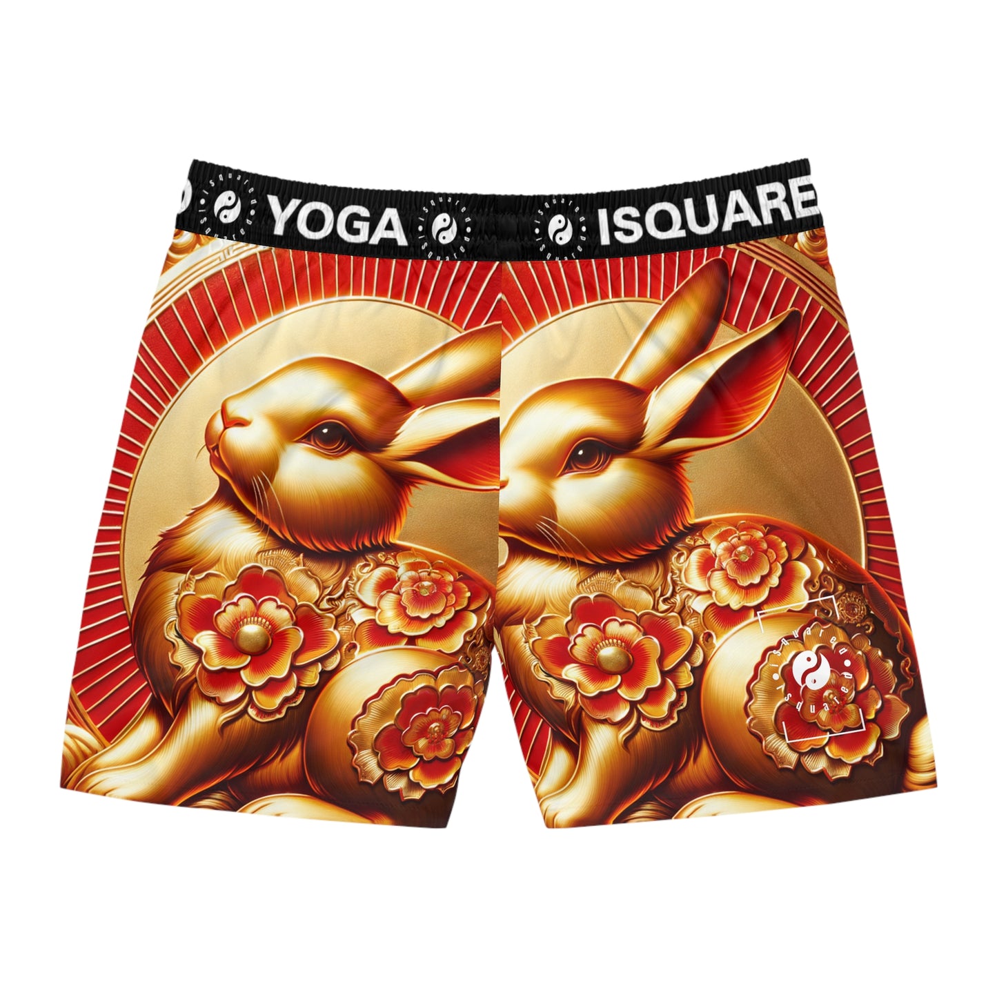 "Golden Blessings: Lunar Rabbit's Resplendence" - Swim Shorts (Mid-Length) for Men