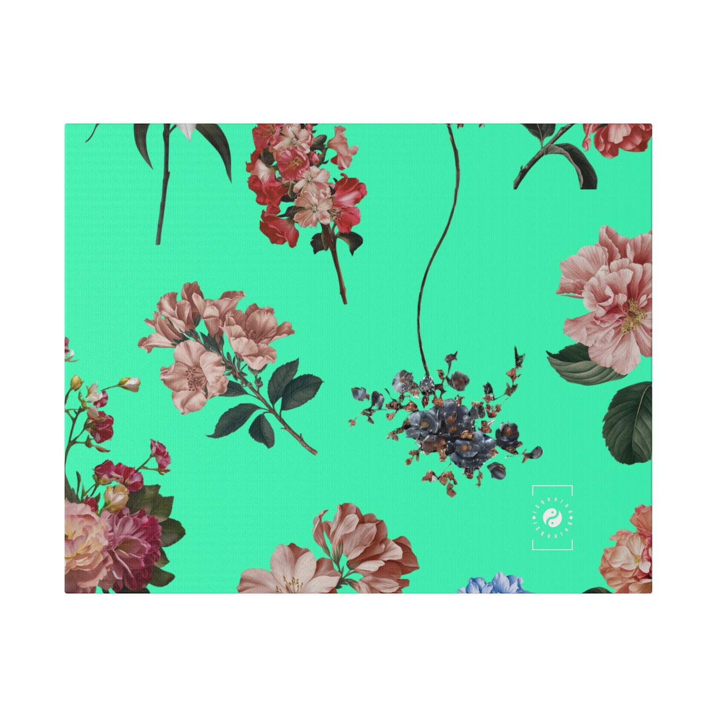 Botanicals on Turquoise - Art Print Canvas