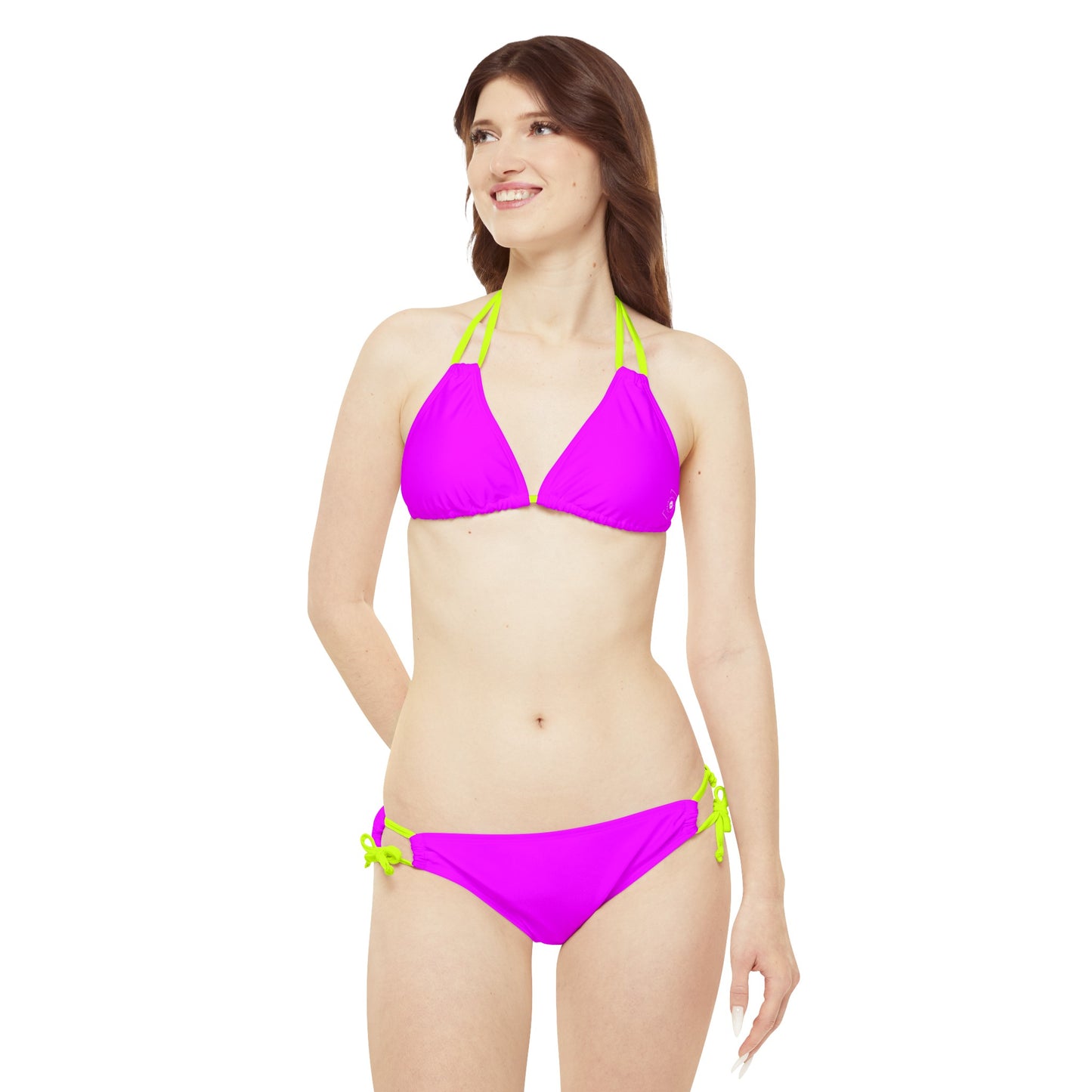 #f000ff Neon Purple - Lace-up Bikini Set