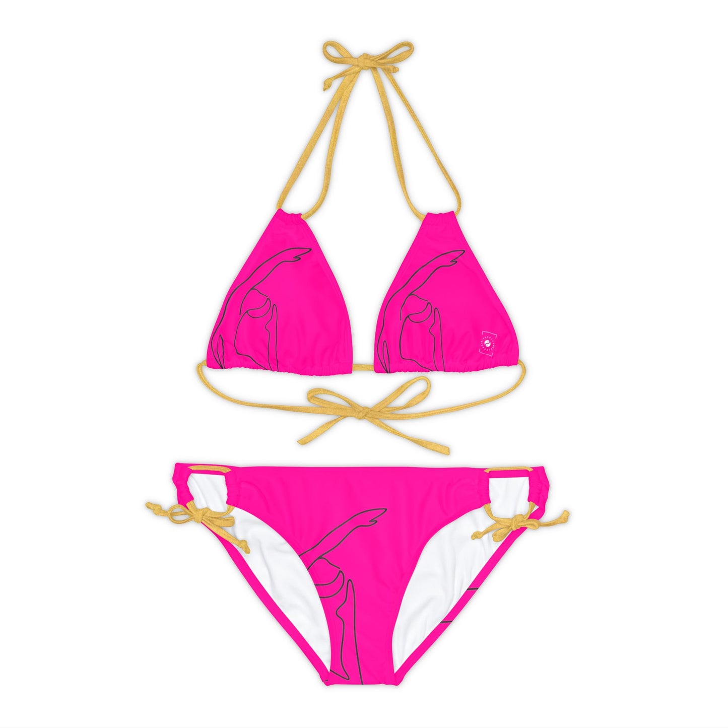 Line Art Pigeon Pose - Lace-up Bikini Set