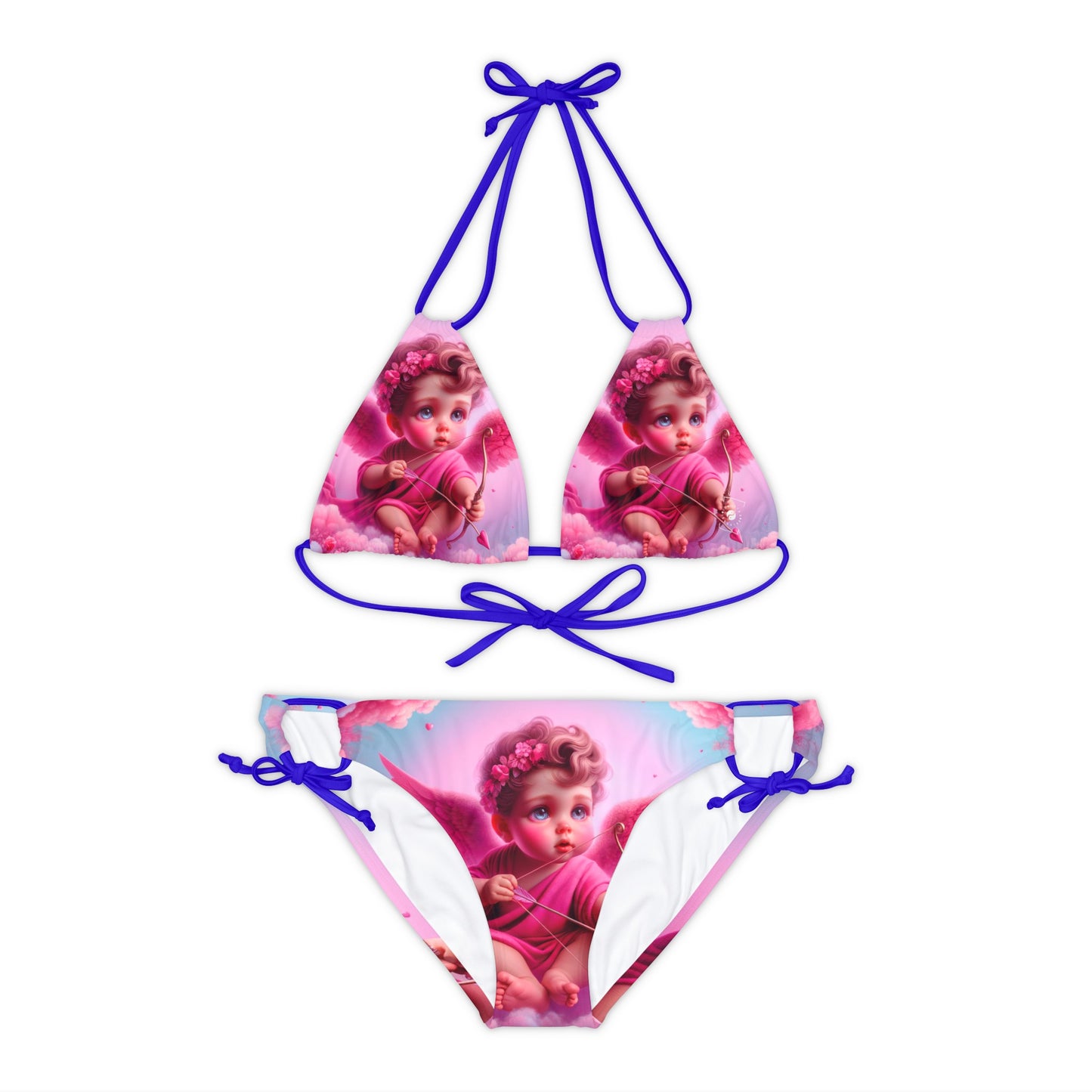 "Bold Blush: A Cupid's Love Affair" - Lace-up Bikini Set