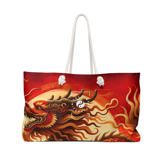 "Golden Dragon Dance in the Crimson Twilight" - Casual Yoga Bag