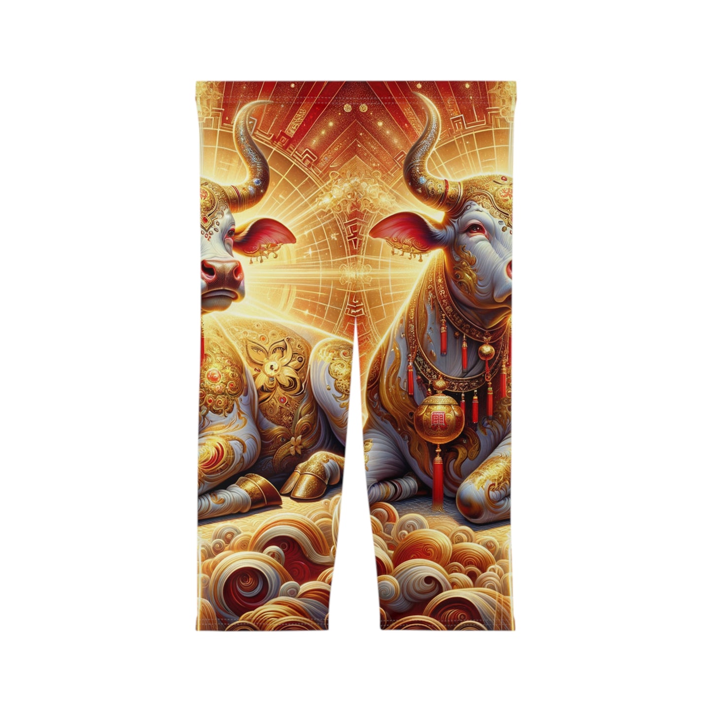 "Golden Euphoria: A Dance of the Divine Bovine" - Capri Shorts