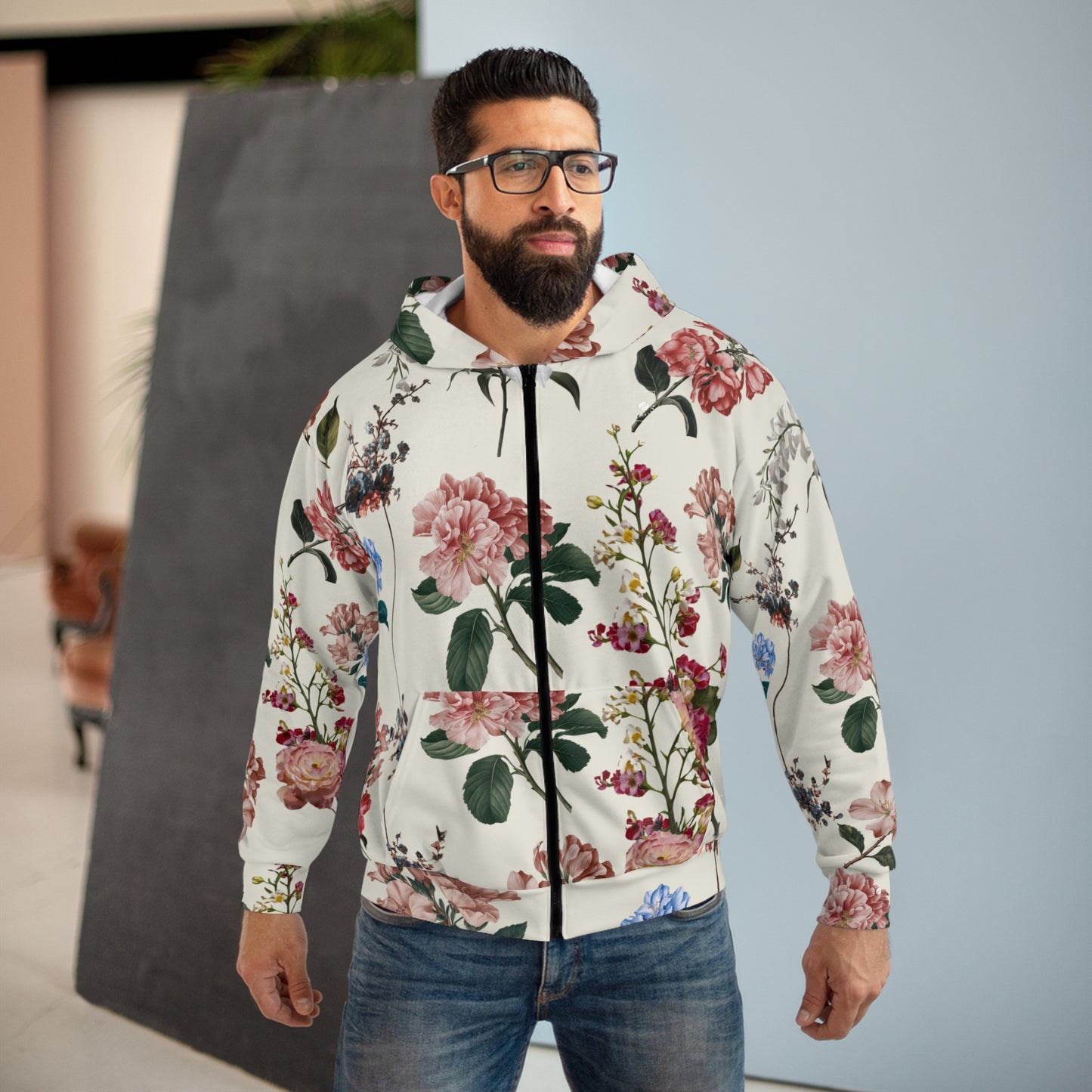 Botanicals on Beige - Zip Hoodie