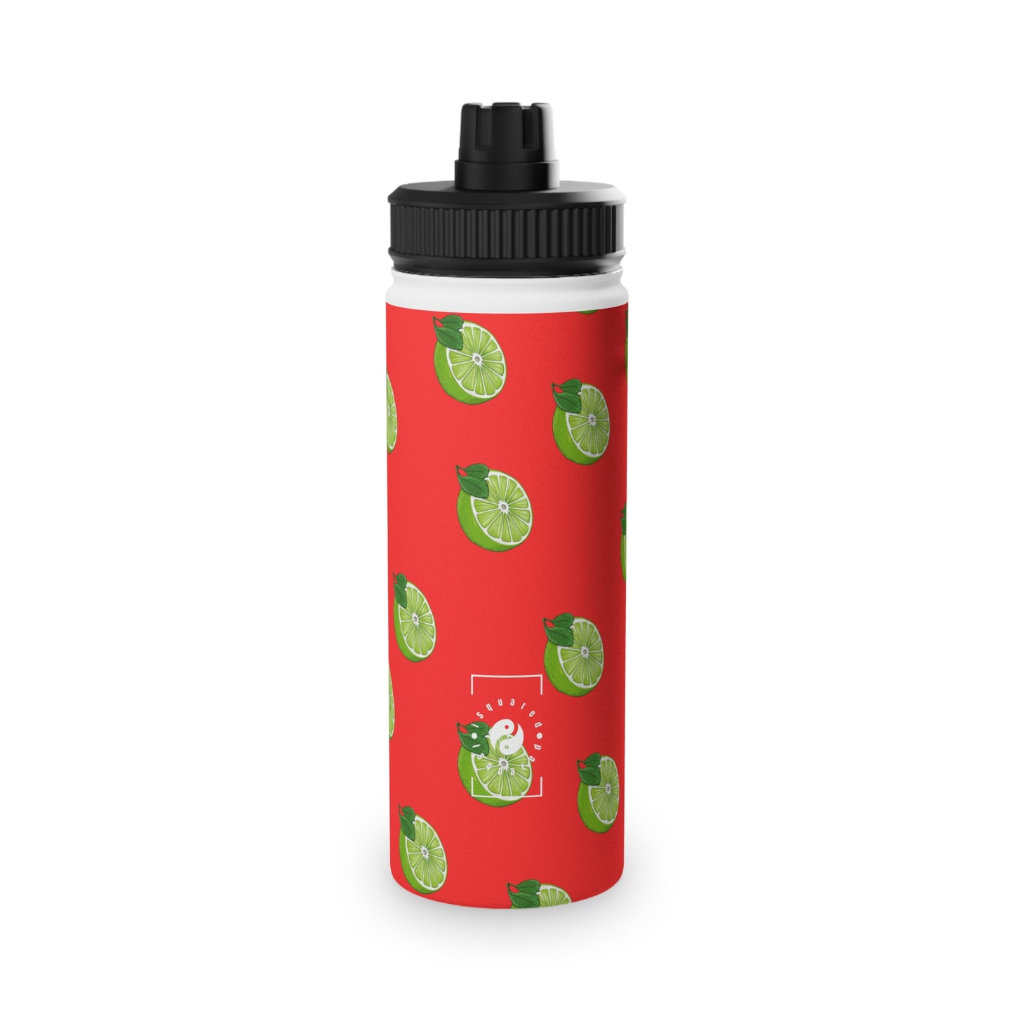 #FF3131 Bright Orange + Lime - Sports Water Bottle