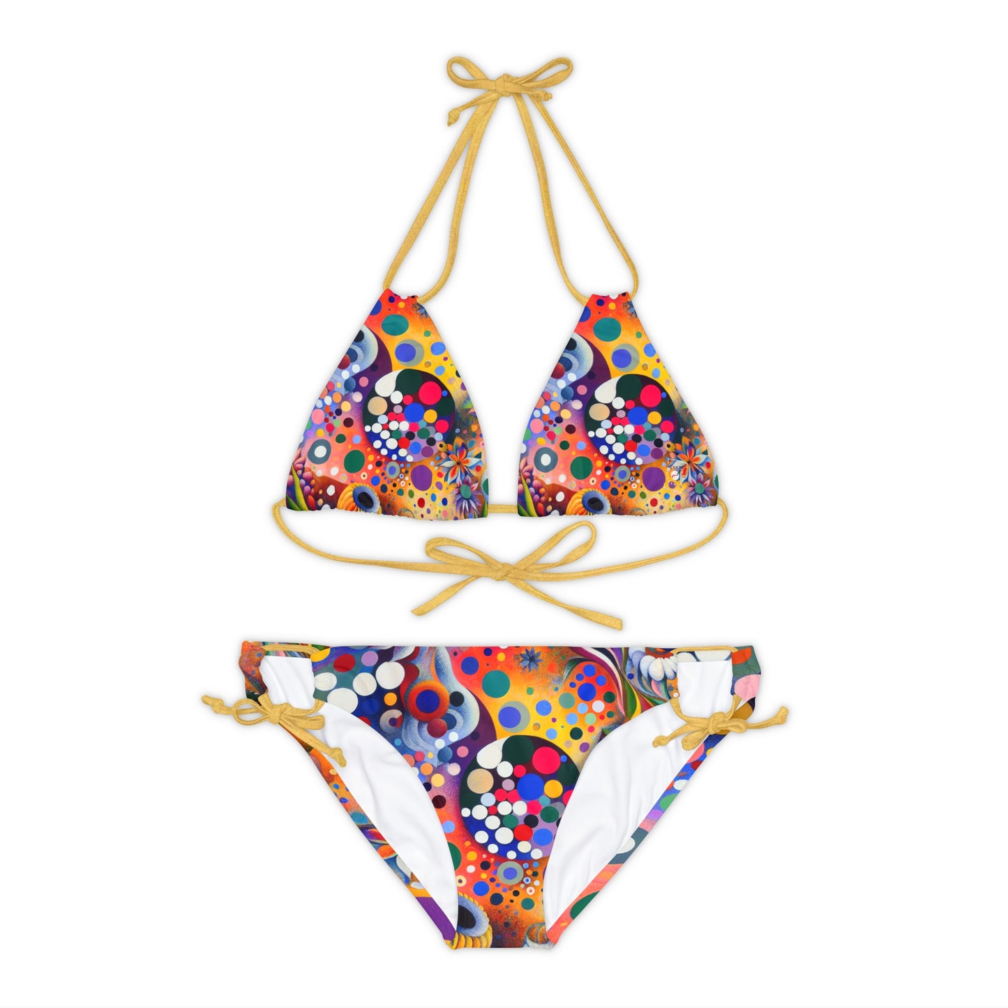 "Polka Petals in Yogic Surrealism: An Artistic Salute to Kusama and Kahlo" - Lace-up Bikini Set