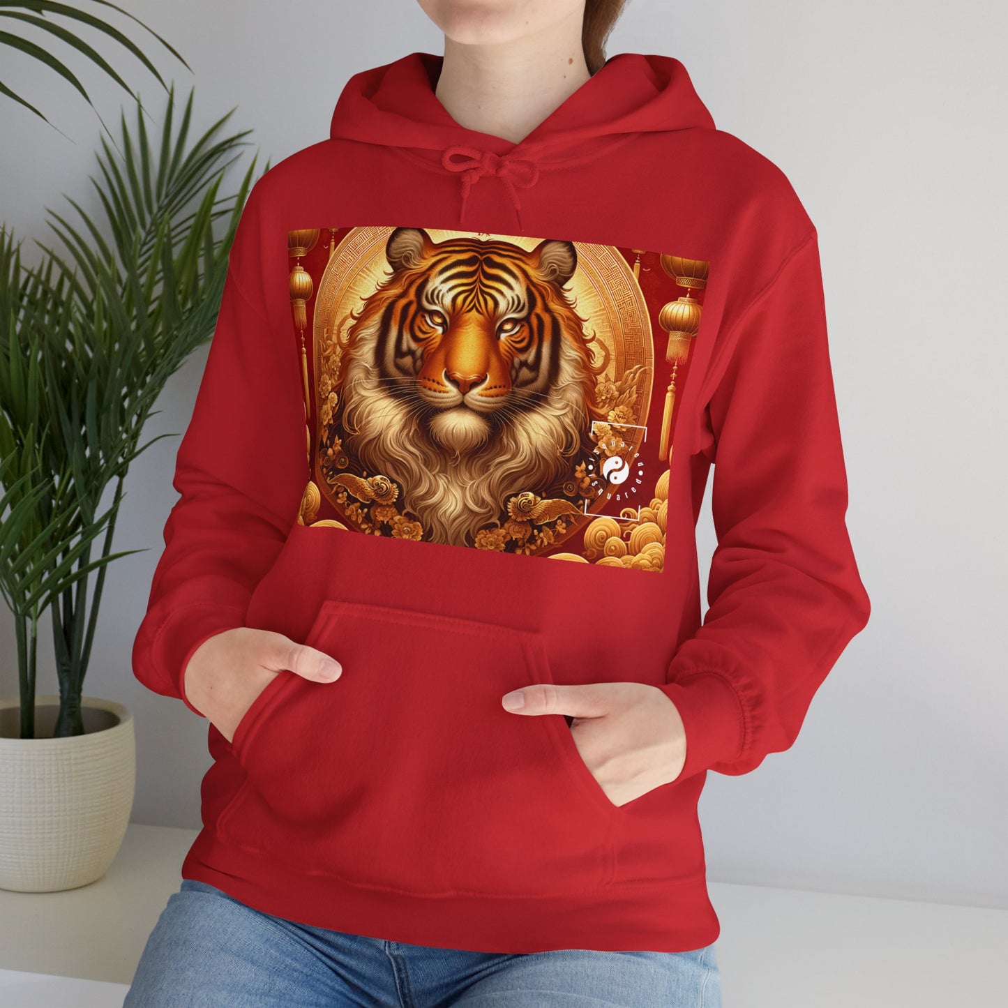 "Majesté dorée : Ascension du Tigre Lunaire" - Sweat à capuche 